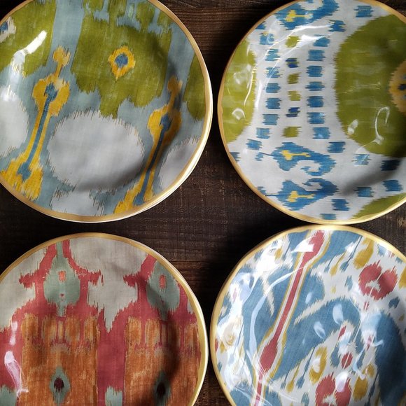 Pottery Barn Dining Pottery Barn Ikat Plate Green Blue Poshmark